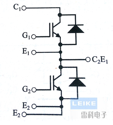 半橋模塊的內部等效電路圖